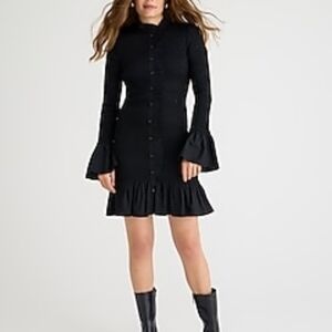 Jcrew smoked long sleeves buttons up ruffle mini dress NWT
